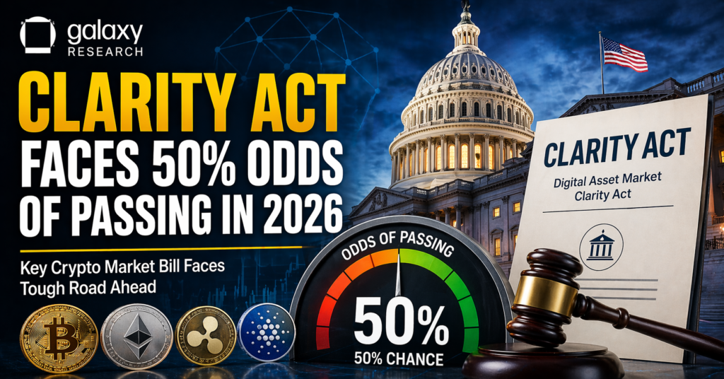 Galaxy Research CLARITY Act Faces 50% Odds of Passing in 2026 — What It Means for Crypto Investors